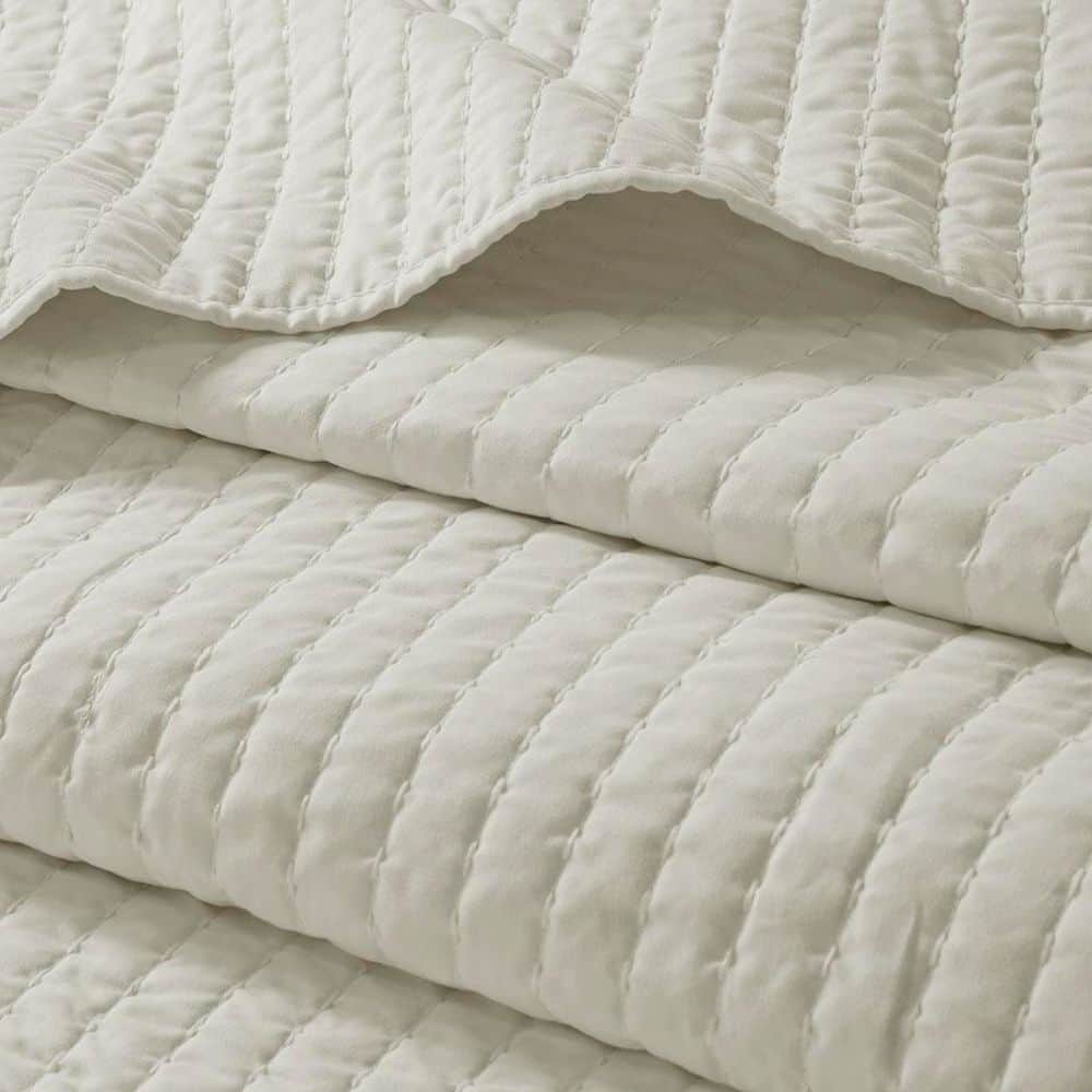 Beige Twin Reversible Microfiber Quilt Set