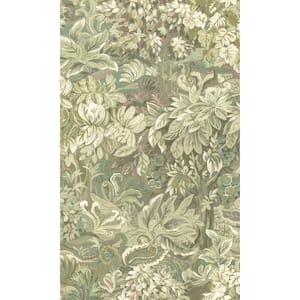 Green Floral Foliage Printed Non-Woven Paper Non Pasted Textured Wallpaper 57 Sq. Ft.