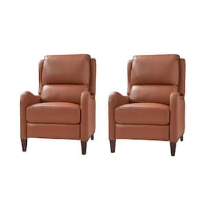 Hyde Brick Leather Glider Recliner with Nailhead Trim (Set of 2)