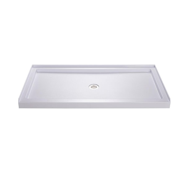 DreamLine Infinity-Z 32 in. x 54 in. Semi-Frameless Sliding Shower Door in Brushed Nickel with White Shower Pan Base