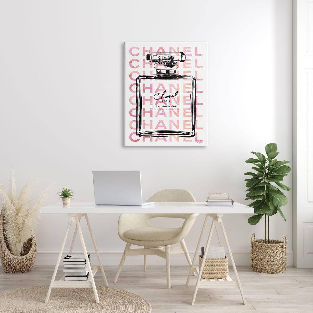 Amanda Greenwood Pink and Black Perfume Bottle Canvas Wall Art