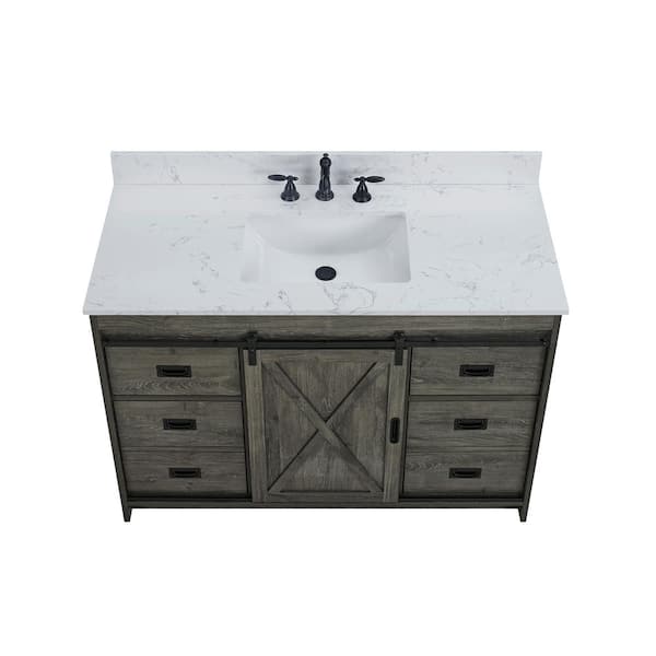 CARTISAN Design Erato 48-in Dark Gray Undermount Double Sink Floating Bathroom Vanity with White Quartz Top | VAMANDG48WMQZ