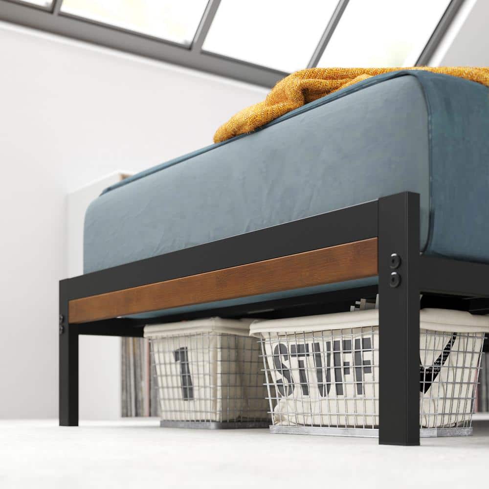 Kai Twin Bamboo and Metal Platform Bed Frame with Headboard