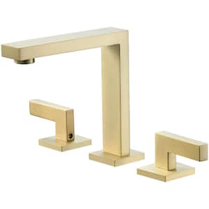 8 in. Widespread Double Handle Bathroom Faucet With Supply Hose in Brushed Gold