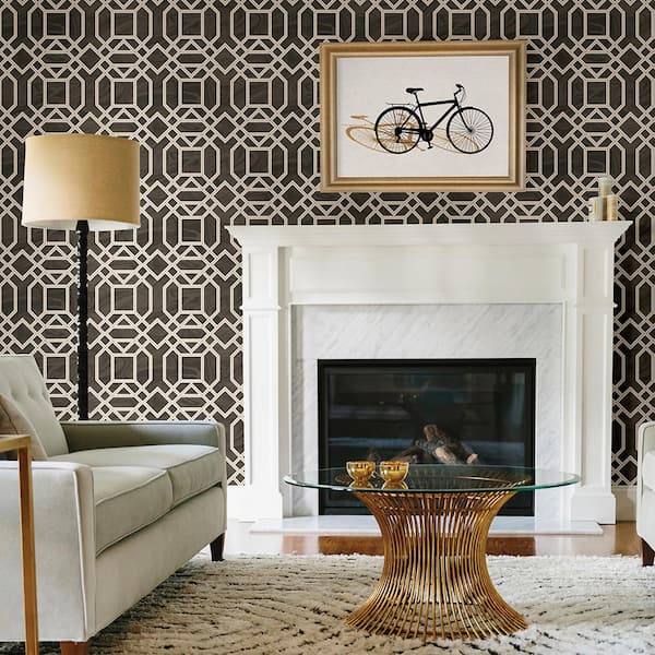 Daphne Brown Trellis Paper Strippable Roll Wallpaper (Covers 56.4 sq. ft.)