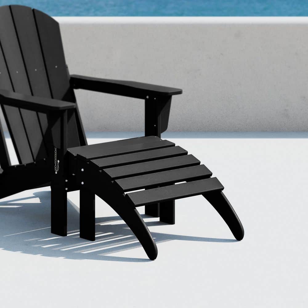 Black Poly Plastic Outdoor Folding Adirondack Ottoman