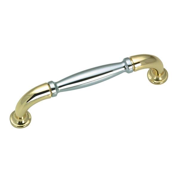 Richelieu Hardware 3-3/4 in. (96 mm) Center-to-Center Brass, Chrome Traditional Drawer Pull