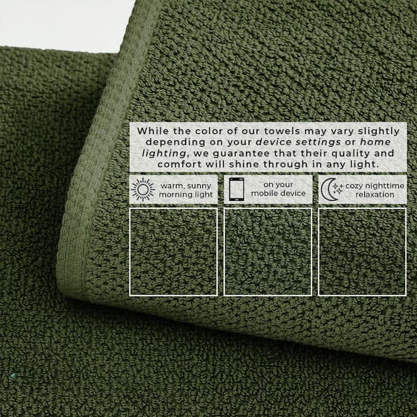 FRESHFOLDS Forest Green 6-Pack Cotton Quick-Dry Hand Towel Set