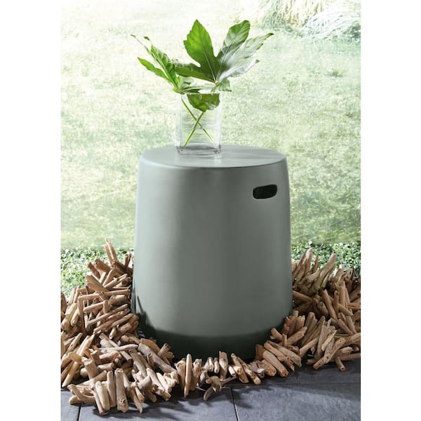 Kalmunds 17.5 in. Gray Backless Ceramic Non-Upholstered Stool