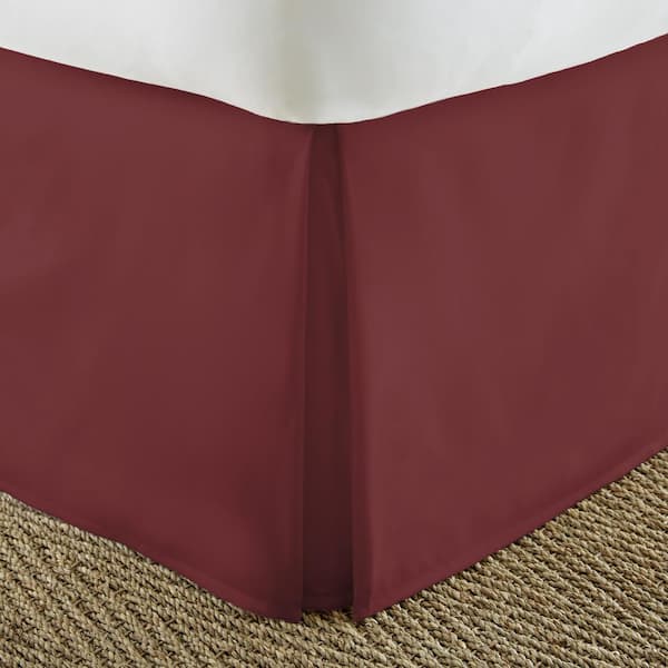 Becky Cameron 14 in. Burgundy Solid King Bed Skirt