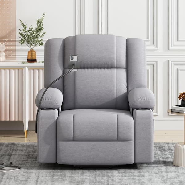 Seafuloy Gray Polyester Standard (No Motion) Recliner W820S00001-1 - The  Home Depot