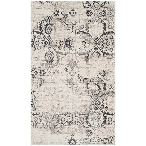 SAFAVIEH Artifact Charcoal/Cream 3 ft. x 5 ft. Floral Area Rug