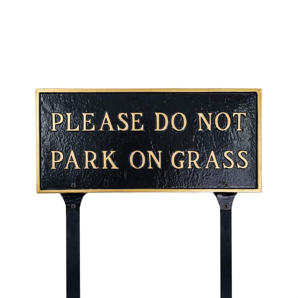 Please Do Not Park On Grass Standard Rectangle Statement Plaque with Lawn Stakes-Black/Gold price history on PriceWatchPro