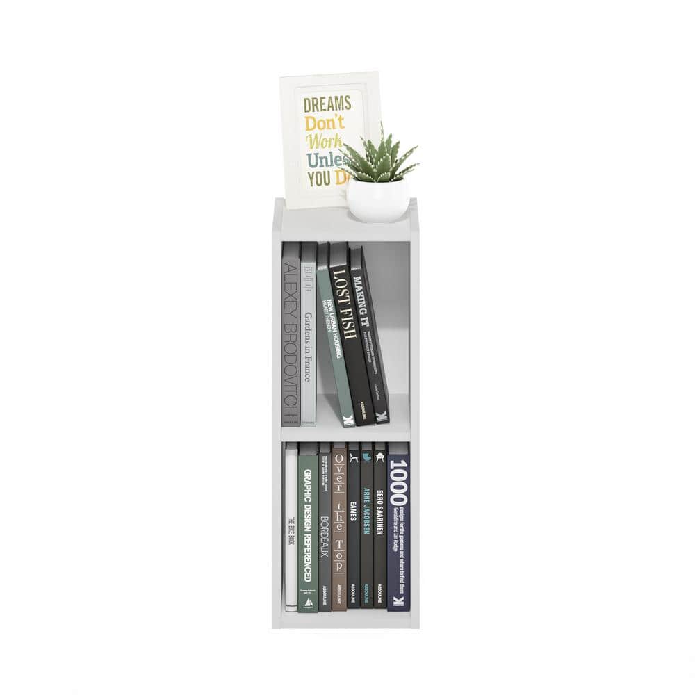 Compact White Wood Adjustable 2-Tier Storage Shelf Bookcase