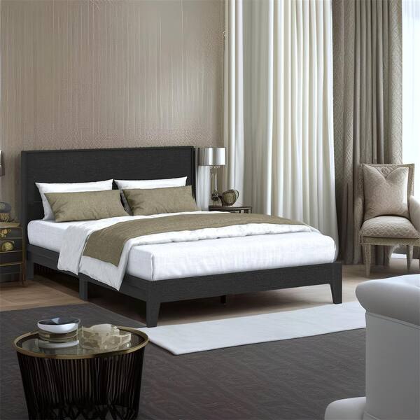 GALANO Payne Luxe Black Oak Queen Platform Bed with GALANO Payne Luxe Black Oak Queen Platform Bed with