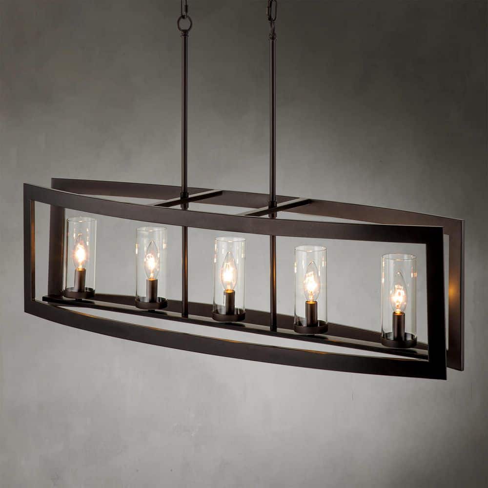 Oil Rubbed Bronze 5-Light Industrial Cage Pendant