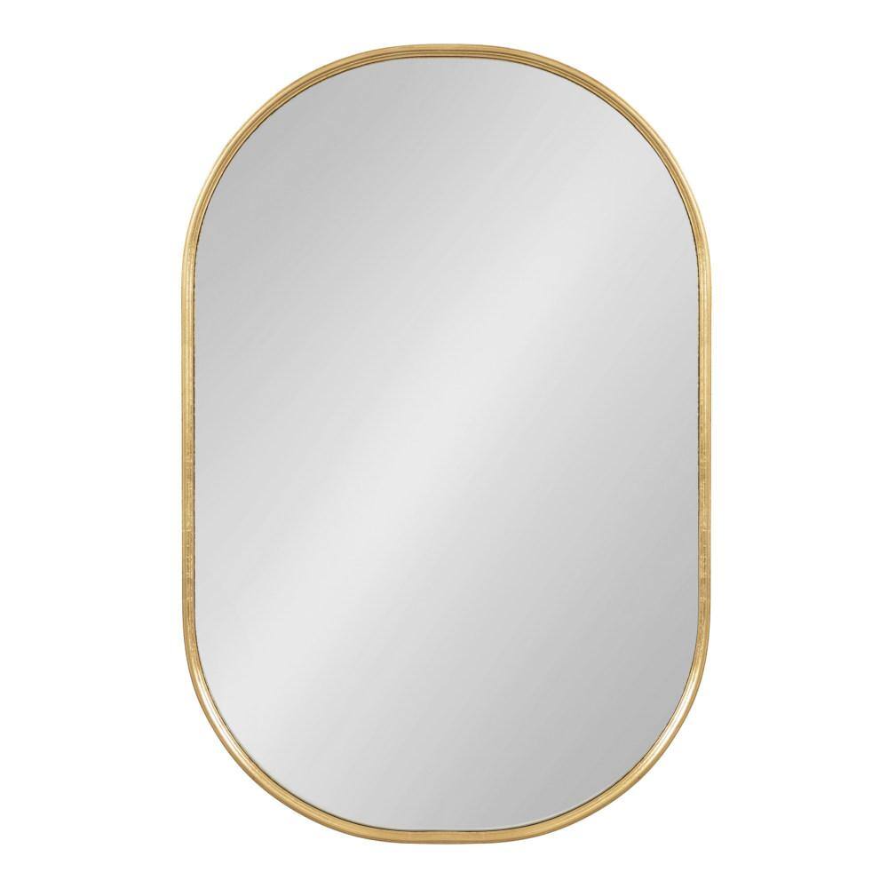 Gold Oval Glass Wall Mirror with Thin Frame, 34" x 22"