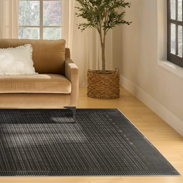 Nordic Black Taupe 8 ft. x 10 ft. Geometric Contemporary Area Rug