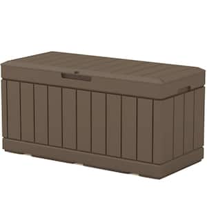 Cisvio 88 gal. Garden Patio Rattan Storage Container Deck Box, Brown