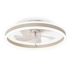 20 in. Integrated LED Indoor White Low Profile Ceiling Fan with Dimmable Lighting and Smart App Remote Control