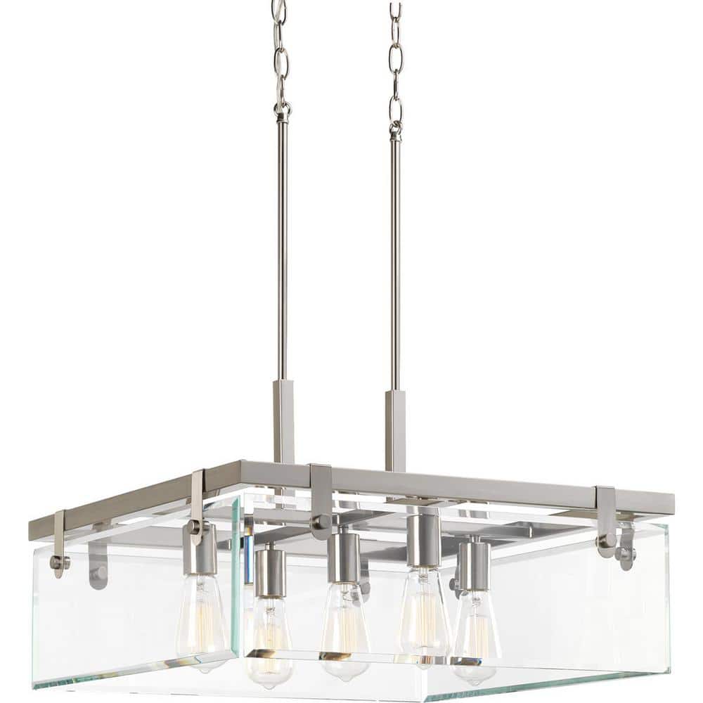 Glayse Brushed Nickel 5-Light Pendant with Beveled Glass Shade