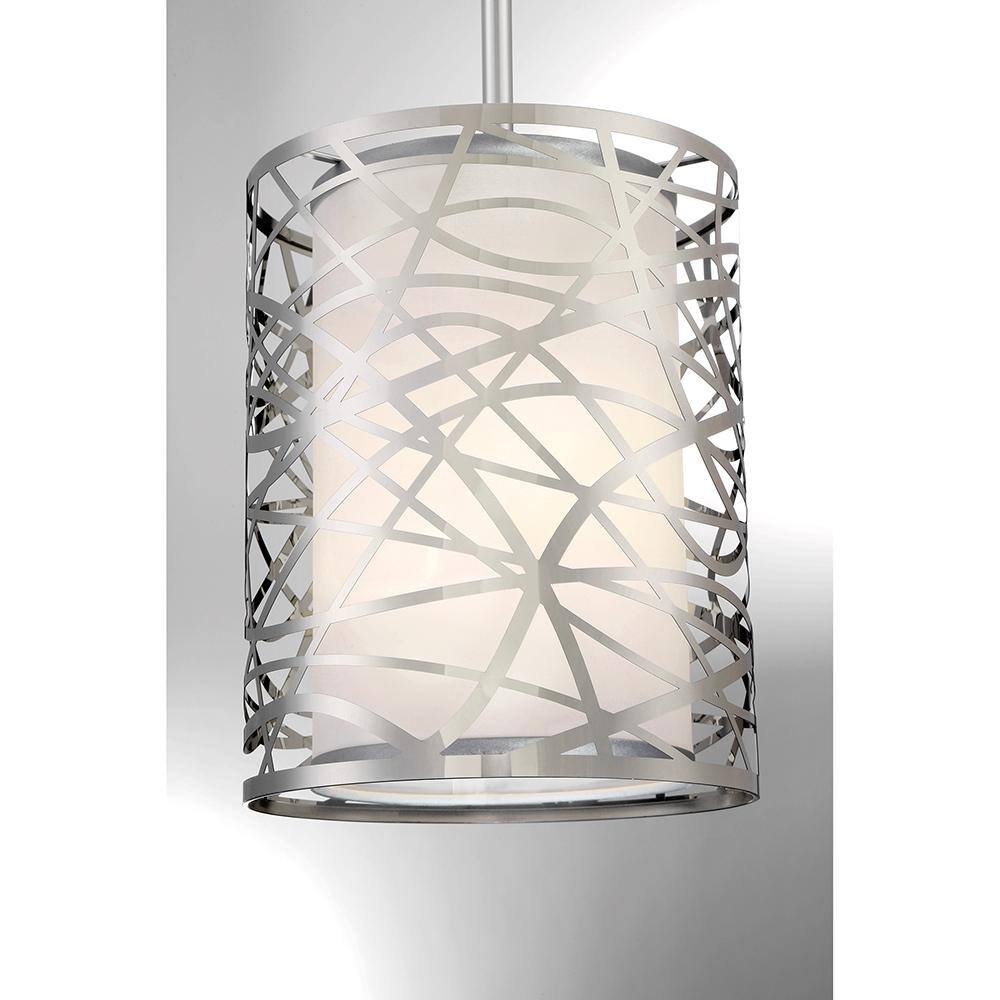 Polished Chrome Mini Pendant Light with Organza Shade
