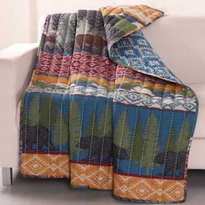 Black Bear Lodge Multi Quilted Cotton Throw