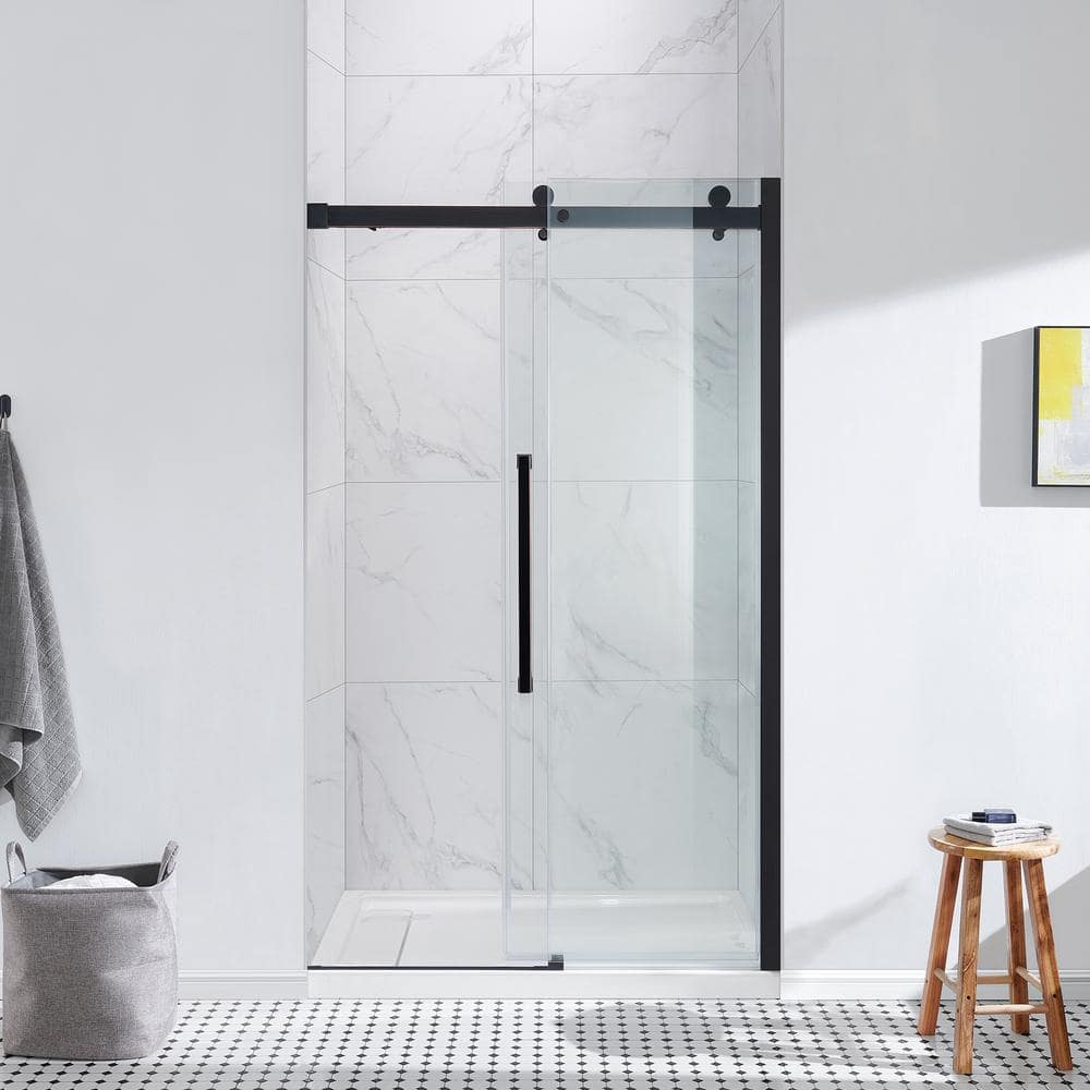 Bel 48" x 78.75" Oil-Rubbed Bronze Frameless Sliding Shower Door