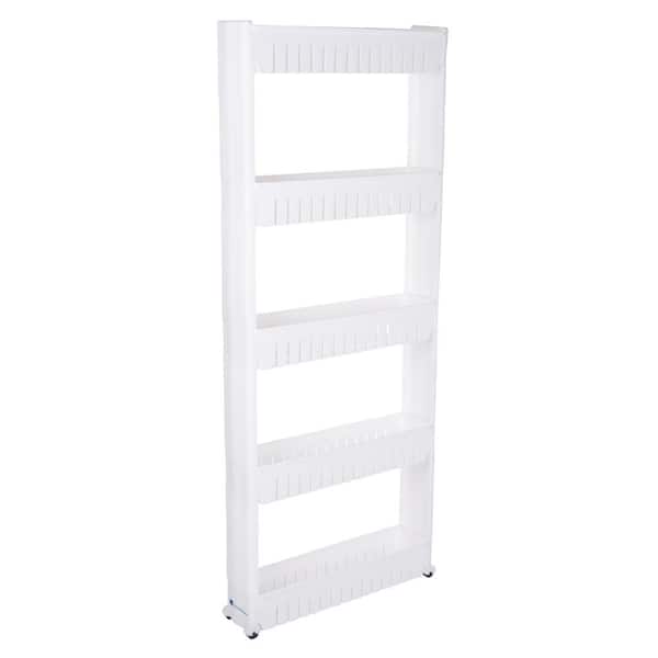 Lavish Home 5-Tier Slim Slide Out Storage Tower with Wheels