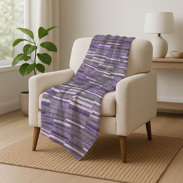 Premium Machine Washable ASB894 Purple 50 in. x 70 in. Sherpa Throw Blanket