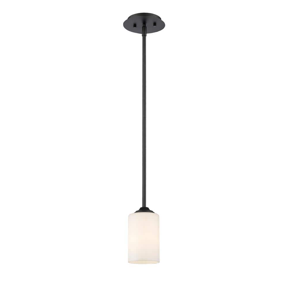 Bronze Mini Pendant with Matte Opal Glass Shade