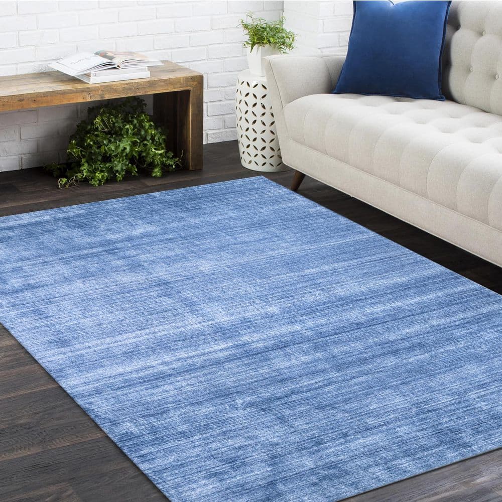 Harbor Stripe Hand-Knotted Denim Wool-Blend 8' x 10' Rug