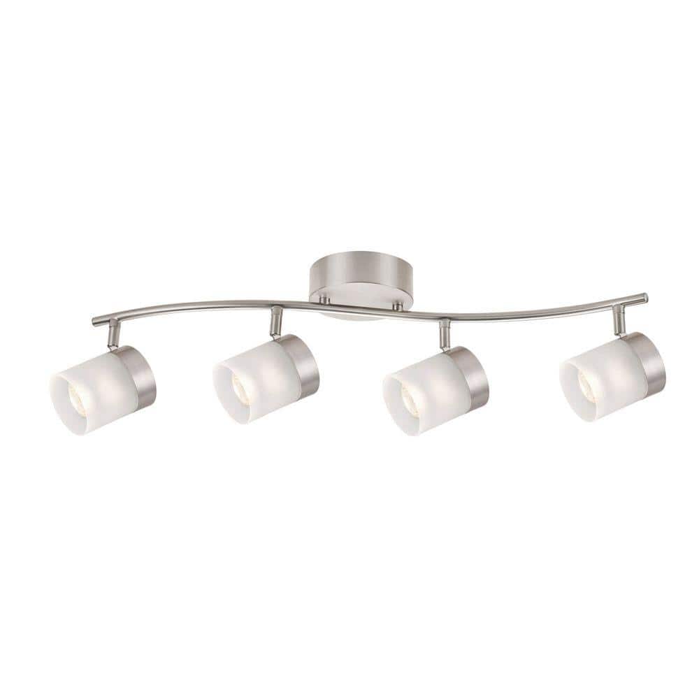Hampton Bay Silver Flex Track Lighting Fixture with Frosted Glass Shade 