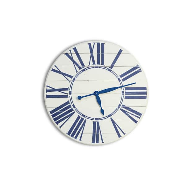 BrandtWorks 30 in. Navy Nautical Oversized Wall Clock