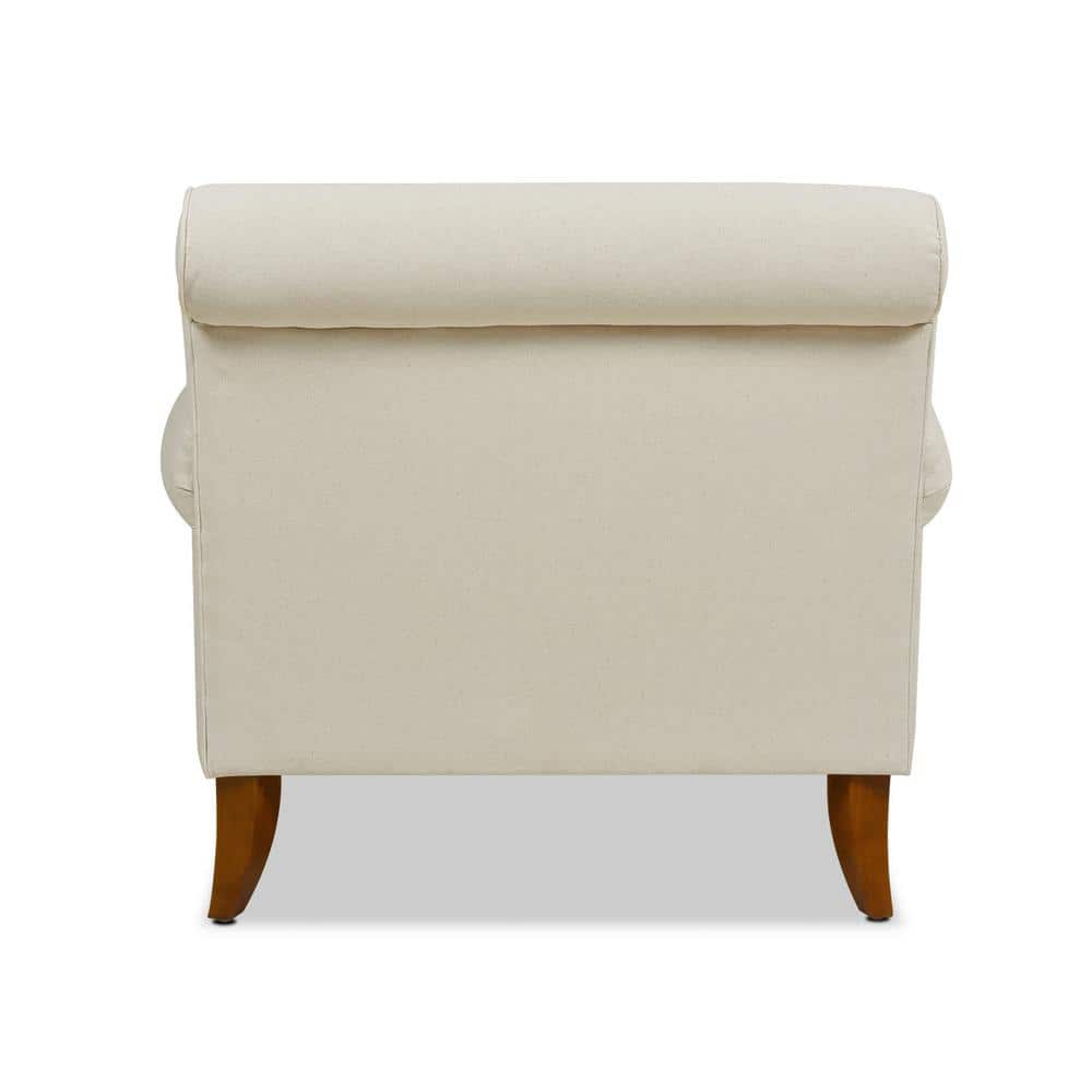 Light Beige Velvet Lawson Accent Chair with Wood Legs
