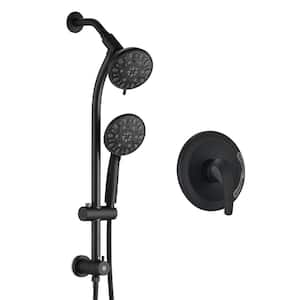 7-Spray Patterns with 1.8 GPM 5 in. Wall Mount Round Rain Dual Shower Heads in Matte Black