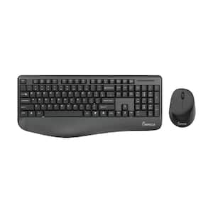 Wireless Keyboard and Mouse with Ergonomic Palm-Rest in Black