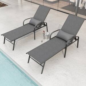 Pellebant 2-Piece Metal Patio Outdoor Rocking Chaise Lounge in Beige ...