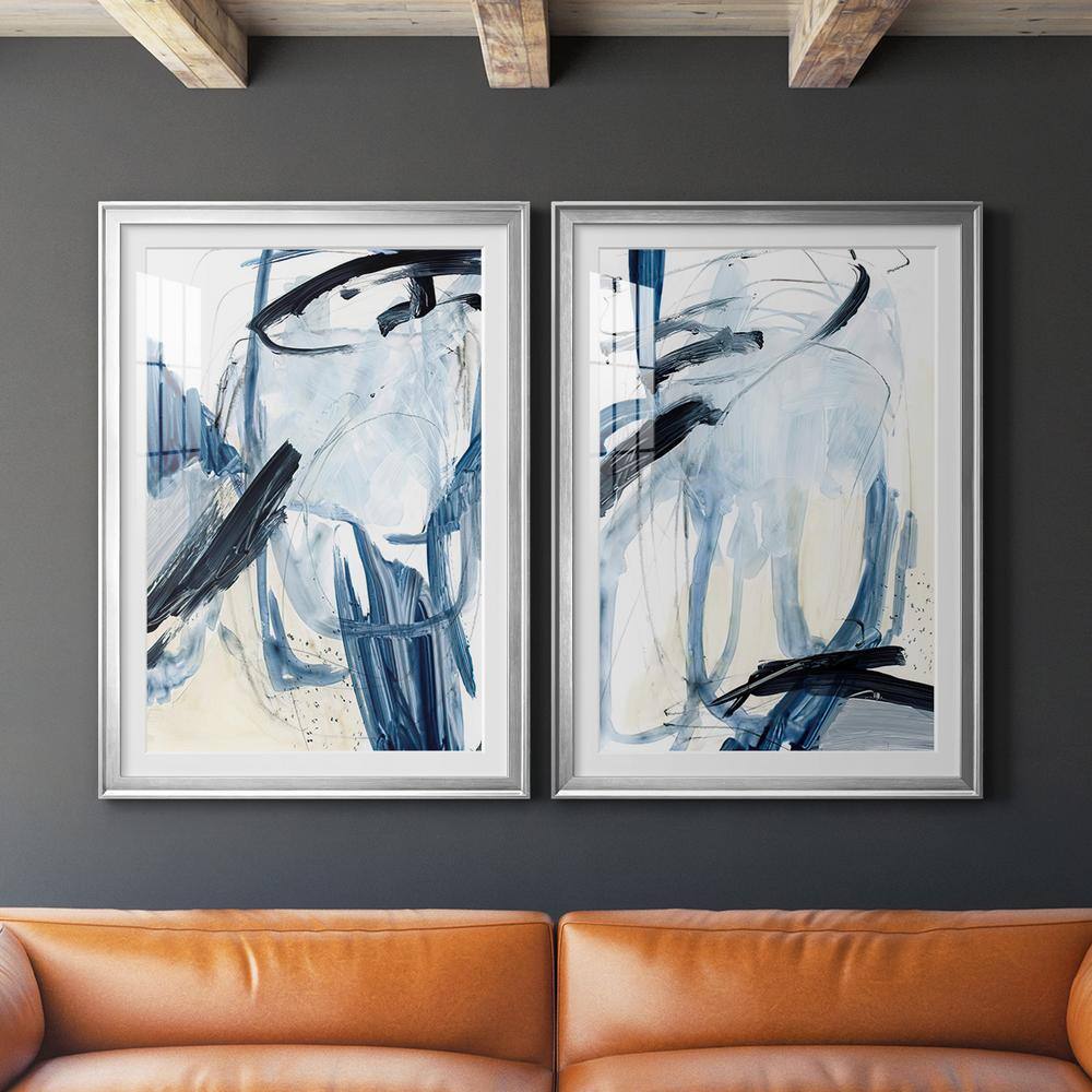 Indigo Swash I Silver Framed Abstract Paper Art Print Set