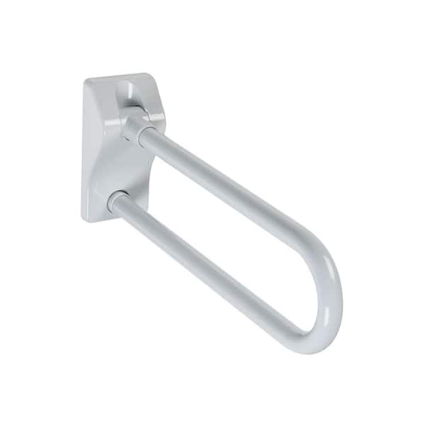 Unbranded 27 in. Antimicrobial Vinyl Coated Folding Grab Bar in White