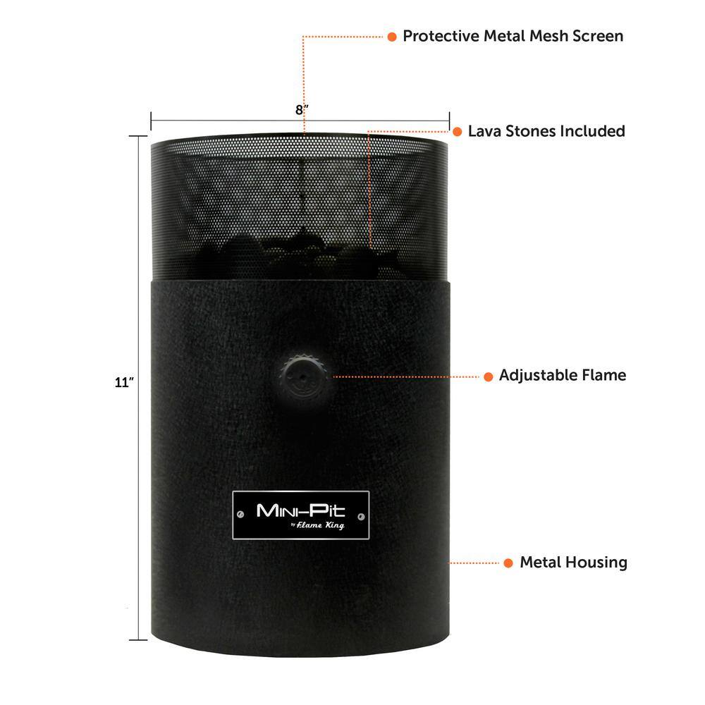 Flame King Black Mini Tabletop Propane Fire Pit