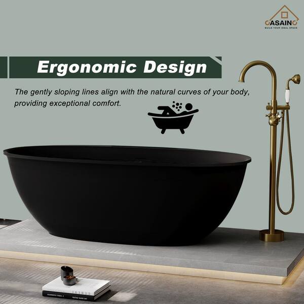 CASAINC 67 in. x 33 in. Soaking Bathtub in Matte Black CA-11