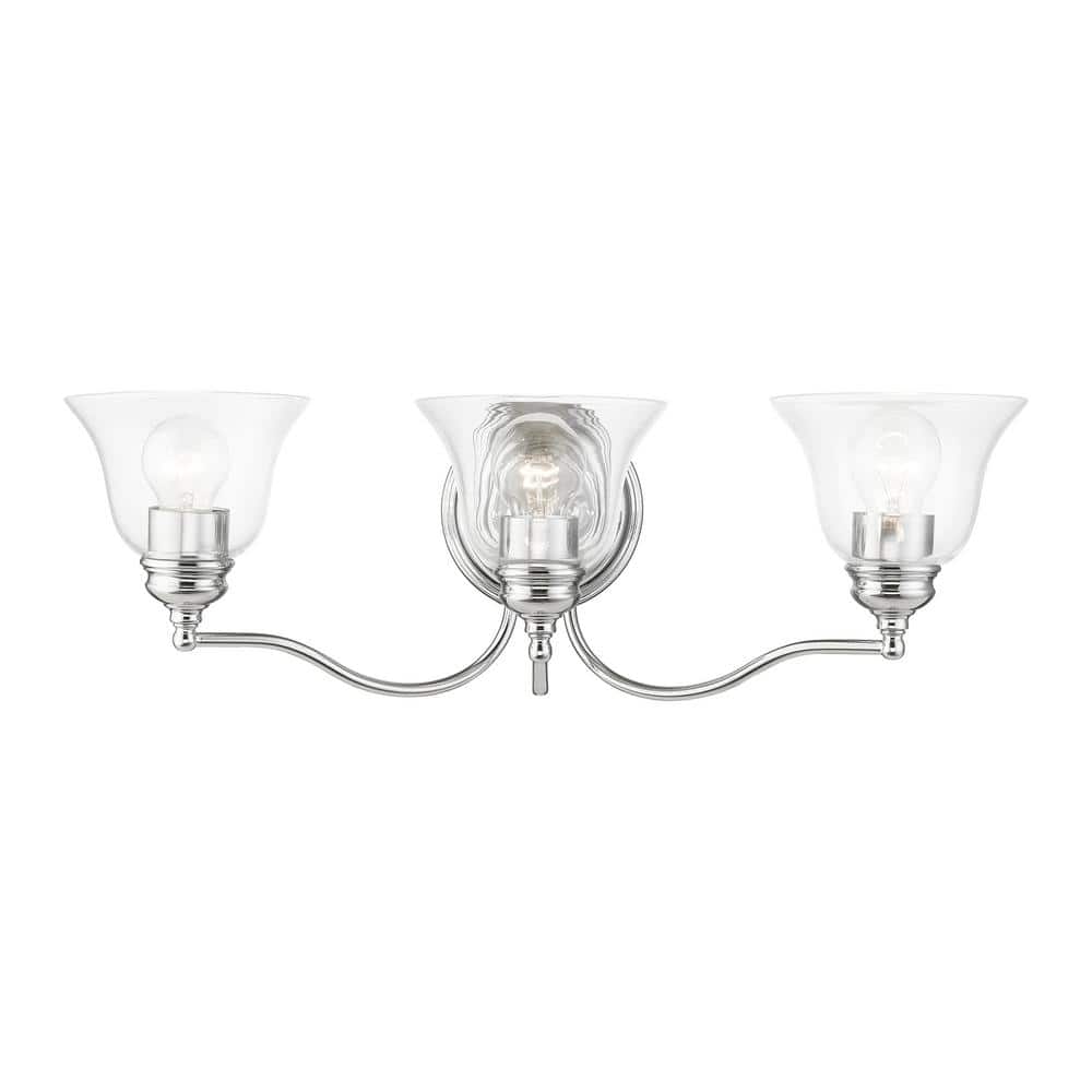 Crestridge 24 in. 3-Light Polished Chrome Vanity Light with Clear Glass price history on PriceWatchPro