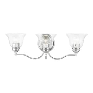 Crestridge 24 in. 3-Light Polished Chrome Vanity Light with Clear Glass