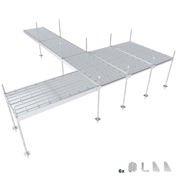 2-section QP-427 4 ft. x 8 ft. Stationary Aluminum Docks with Polymer Decking