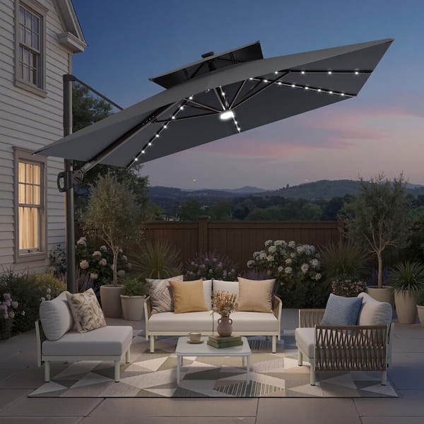 academy patio table umbrella EliteShade USA 10-Year-Non-Fading 9ft 3-Tier Market Umbrella, Commercial Grade Outdoor with Crank Open, Windproof & UPF 50+ UV Protection, Heavy Duty Ventilation for Garden, Deck, Pool, Backyard sealed bearing in UV protection for Umbrella colors:Beige Grey 10' x 13'