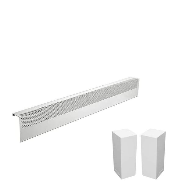 Basic Series 4 ft. Galvanized Steel Easy Slip-On Baseboard Heater Cover, Left and Right Endcaps [1] Cover, [2] Endcaps