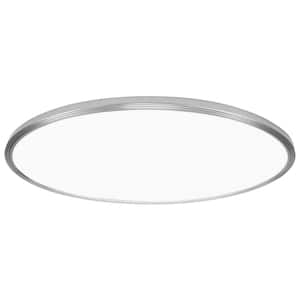 32 in. Oval 50W 3500 Lumens Dim Selectable CCT Integrated LED Flat Panel Ceiling Flush Mount Black Plus Nickel Trim Ring