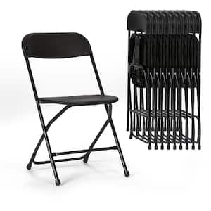 Black Plastic Folding Chair 350 lbs. Capacity for Events Office Wedding Party, Picnic, Outdoor Dining (Set of 10)