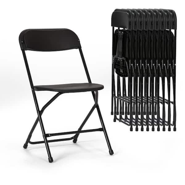 Jinseed Black Plastic Folding Chair 350 lbs. Capacity for Events Office Wedding Party, Picnic, Outdoor Dining (Set of 10)